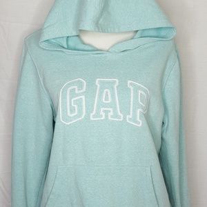 GAP Light Blue Heather Arch Logo Pullover Hoodie L